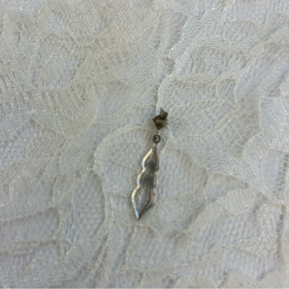 14kt Solid White Gold Single Dangle Earring Roman… - image 5